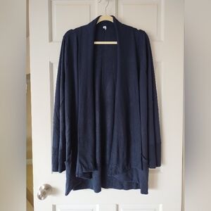 Athleta Pranayama Restore Wrap Navy Blue Open Front Cardigan Size XL